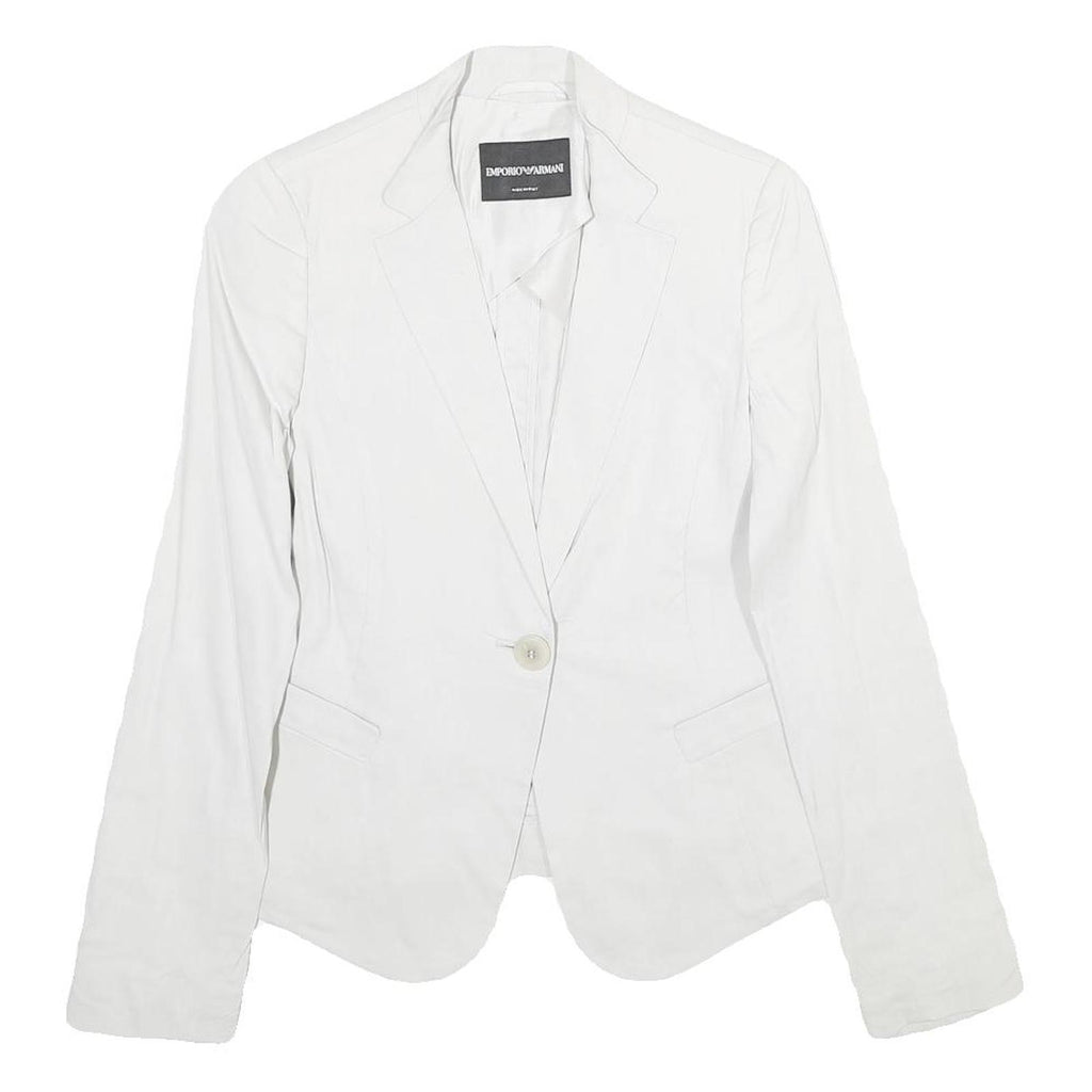 EMPORIO ARMANI Womens White Tailored Jacket XS Woven Button Closure Classic Fit