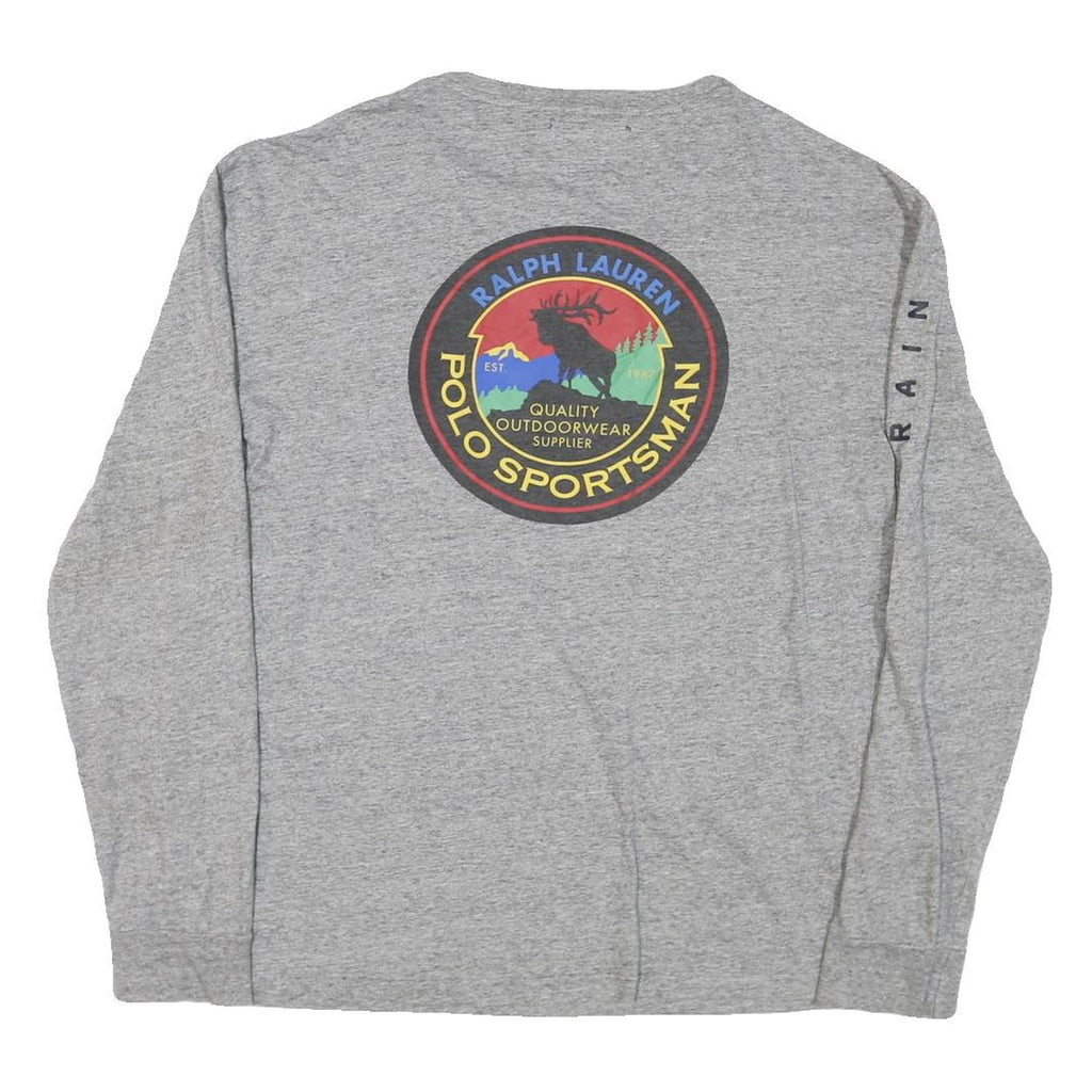 RALPH LAUREN Mens Grey Polo Sportsman Long Sleeve Crew Neck T-Shirt M Cotton