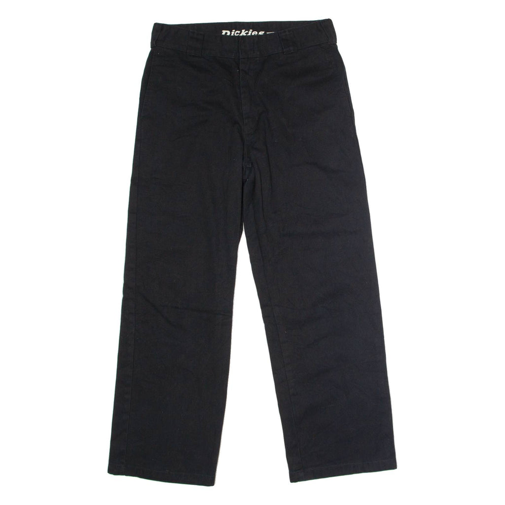 DICKIES Roll Crop Hem Workwear Womens Twill Trousers Black Straight W29 L29