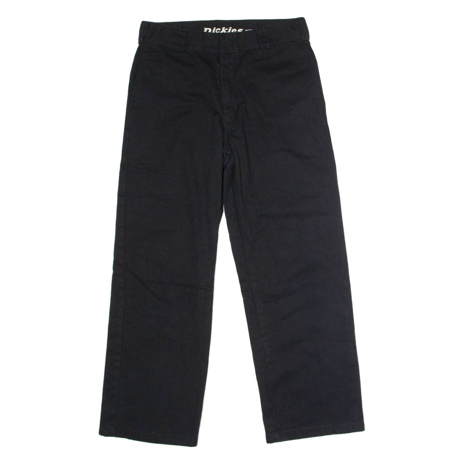 DICKIES Roll Crop Hem Workwear Womens Twill Trousers Black Straight W29 L29