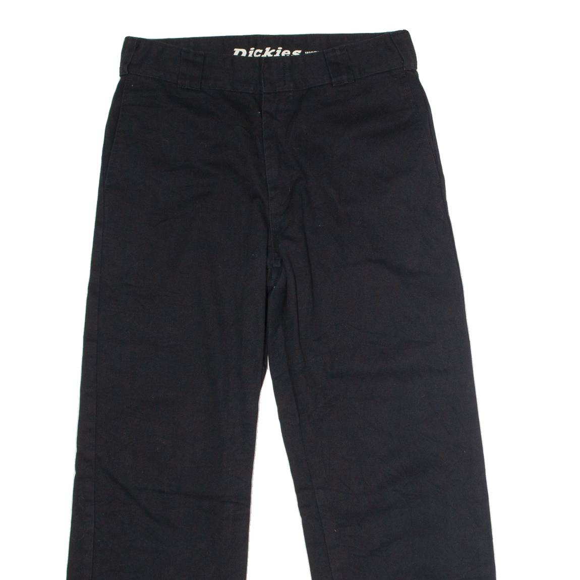DICKIES Roll Crop Hem Workwear Womens Twill Trousers Black Straight W29 L29