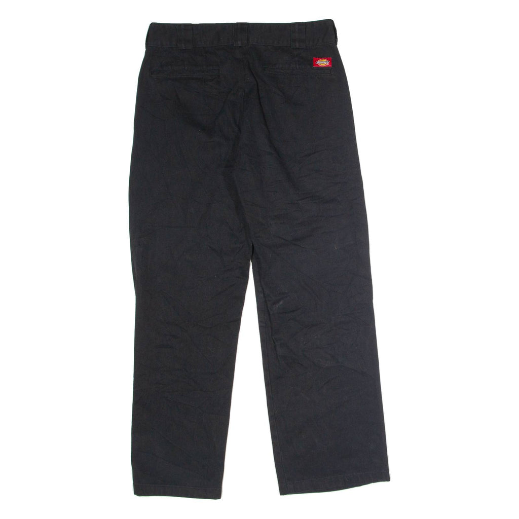 DICKIES Roll Crop Hem Workwear Womens Twill Trousers Black Straight W29 L29