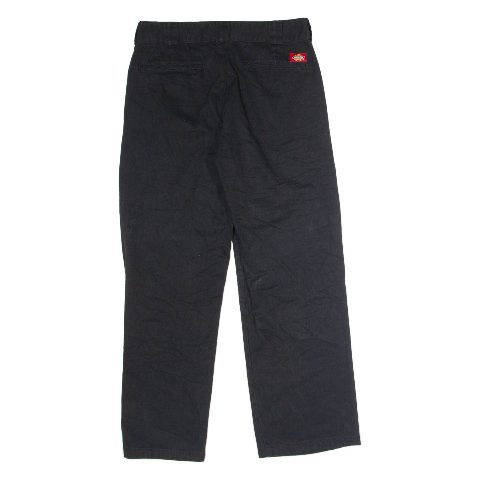 DICKIES Roll Crop Hem Workwear Womens Twill Trousers Black Straight W29 L29