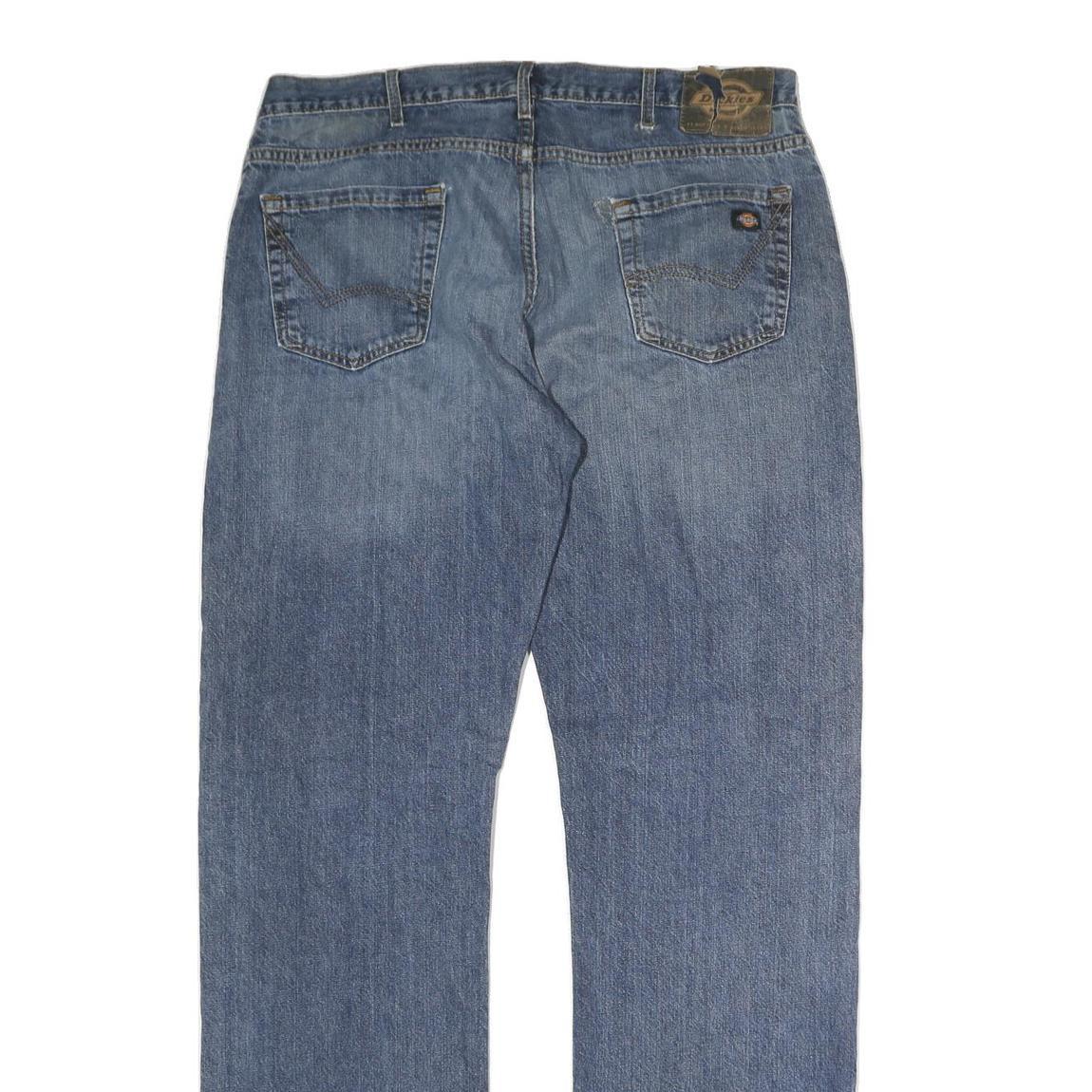 DICKIES Mens Regular Fit Straight Leg Denim Light Blue W38 L35 Zip Cotton Jeans