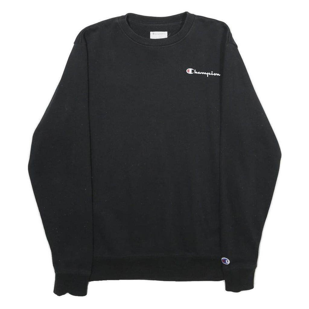 CHAMPION Mens Black S Crew Neck Cotton Blend Sweatshirt Pullover