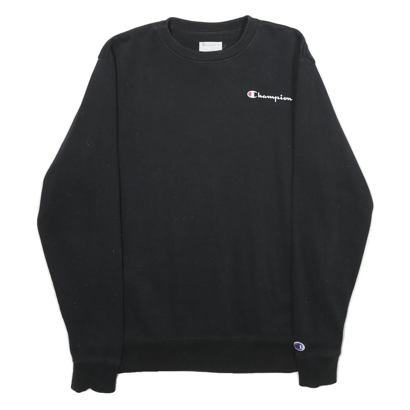 CHAMPION Mens Black S Crew Neck Cotton Blend Sweatshirt Pullover