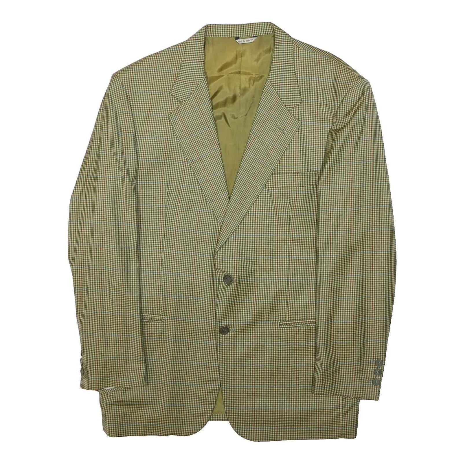 CARLO BARBERA Mens Beige & Brown Checked Wool Button Jacket M Woven Classic