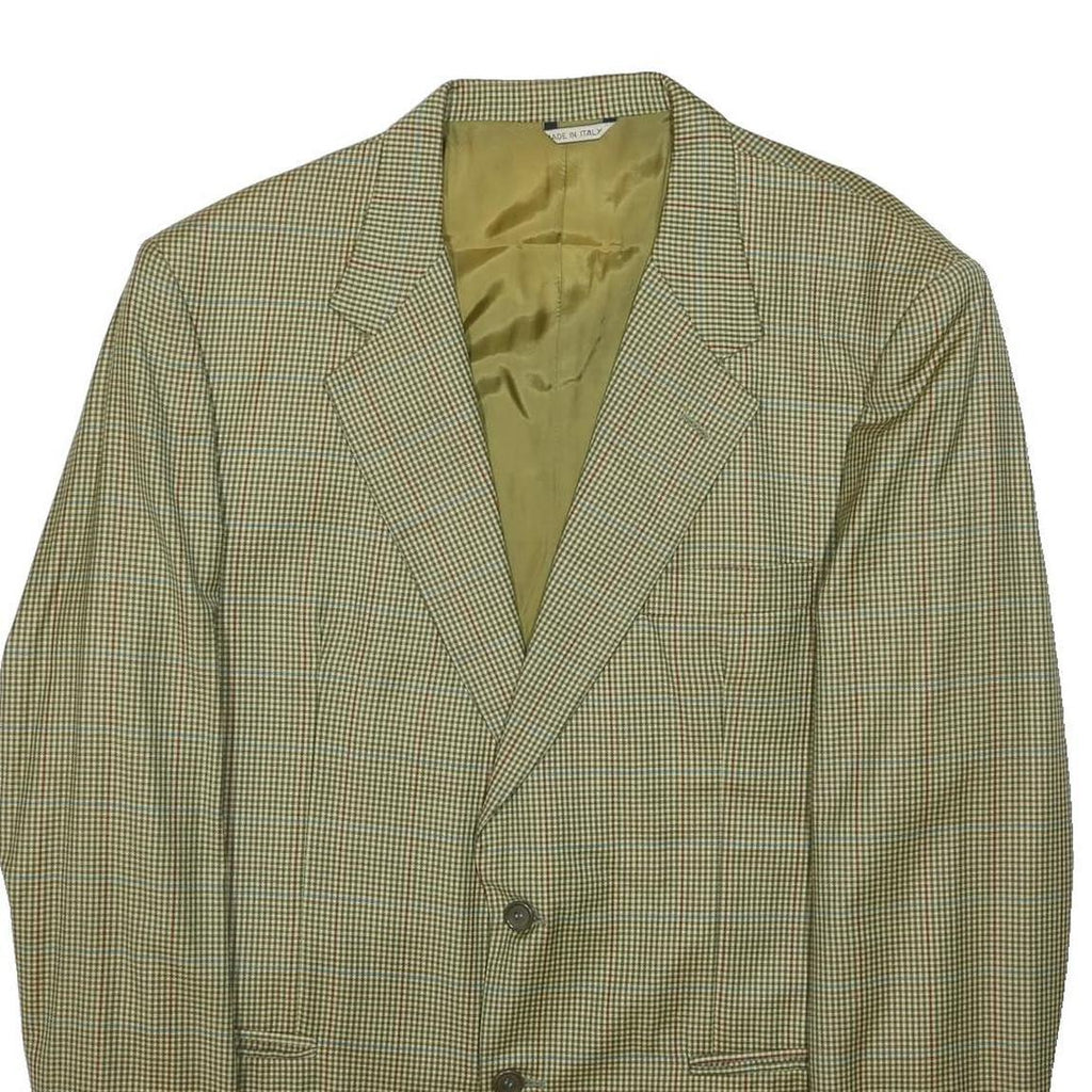 CARLO BARBERA Mens Beige & Brown Checked Wool Button Jacket M Woven Classic
