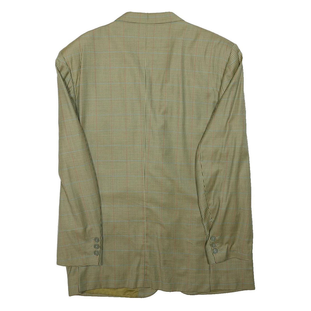 CARLO BARBERA Mens Beige & Brown Checked Wool Button Jacket M Woven Classic
