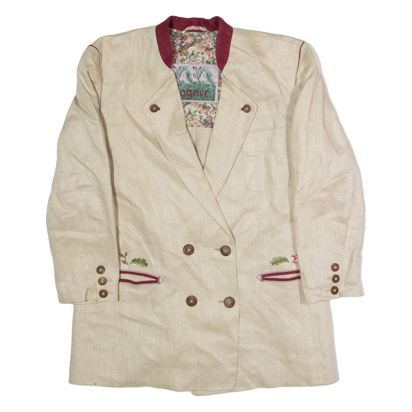 BOGNER Womens Blazer Jacket Beige Knit 90s XL