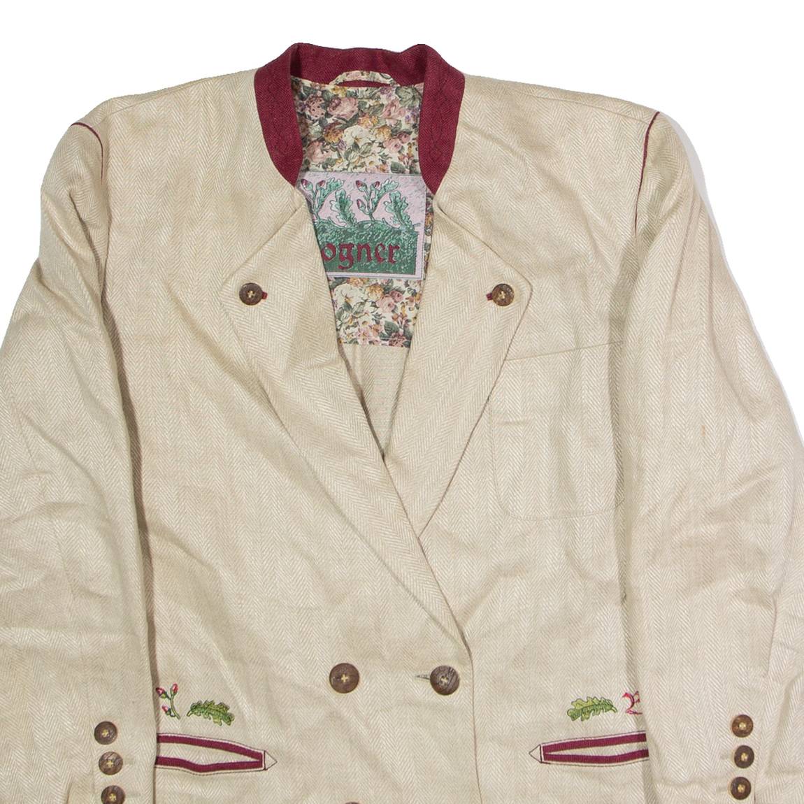 BOGNER Womens Blazer Jacket Beige Knit 90s XL