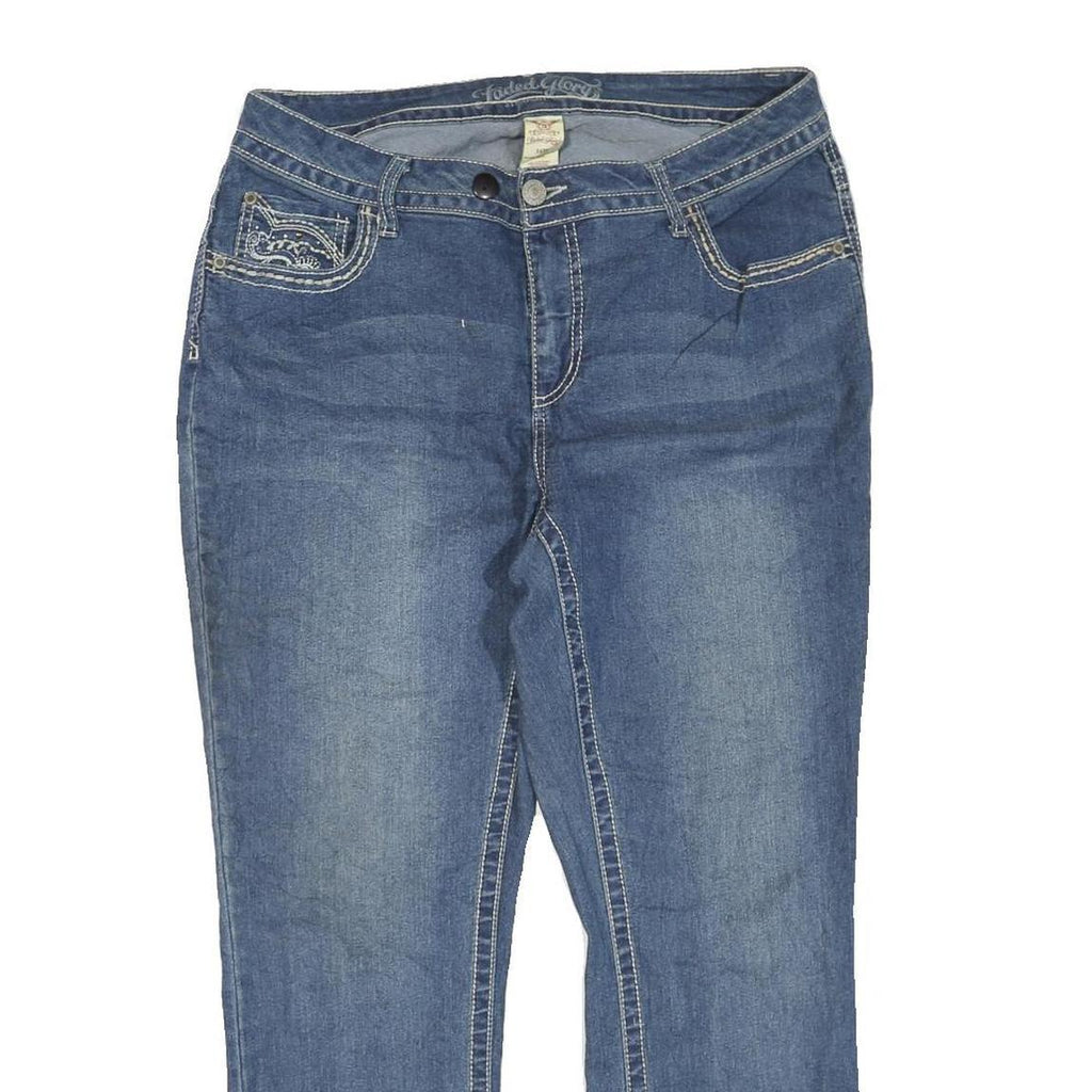 FADED GLORY Womens Regular Fit Blue Denim Jeans W36 L27 Embroidered Pocket