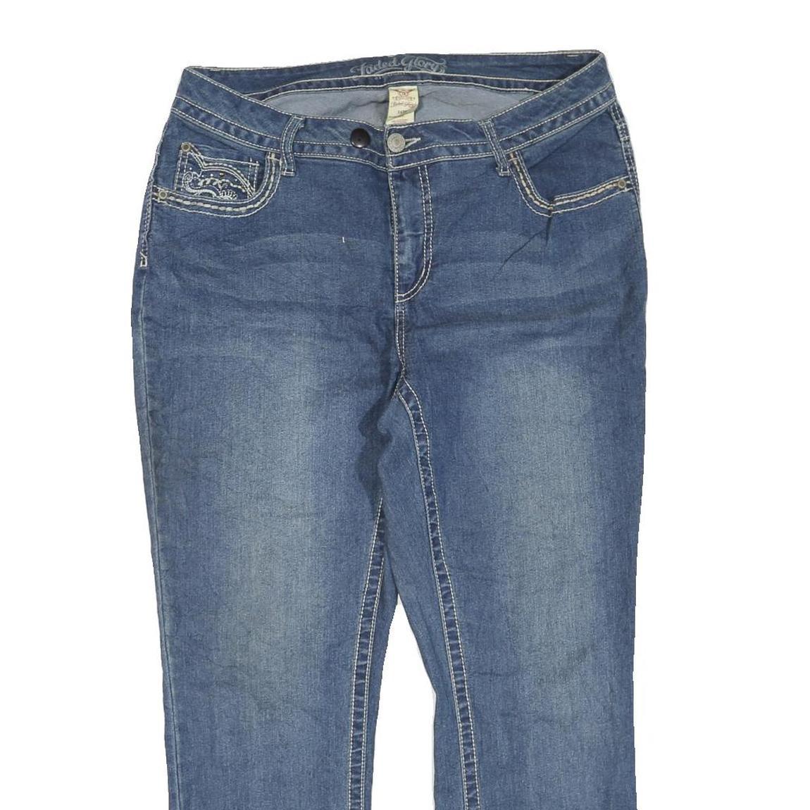 FADED GLORY Womens Regular Fit Blue Denim Jeans W36 L27 Embroidered Pocket