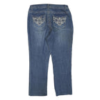 FADED GLORY Womens Regular Fit Blue Denim Jeans W36 L27 Embroidered Pocket