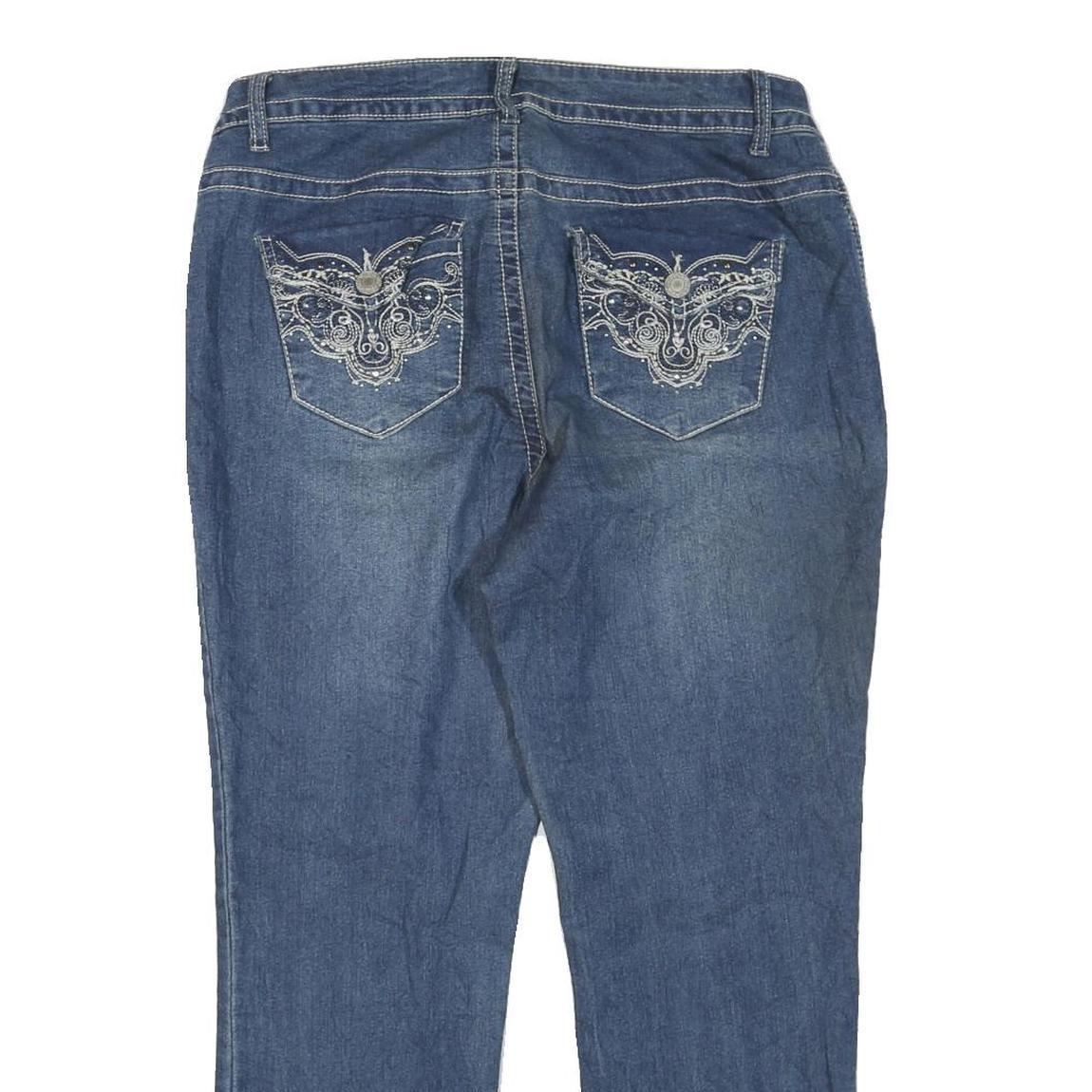 FADED GLORY Womens Regular Fit Blue Denim Jeans W36 L27 Embroidered Pocket