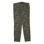 MASONS Womens Cotton Blend Green Slim Straight Trousers W31 L30 Studded Sides