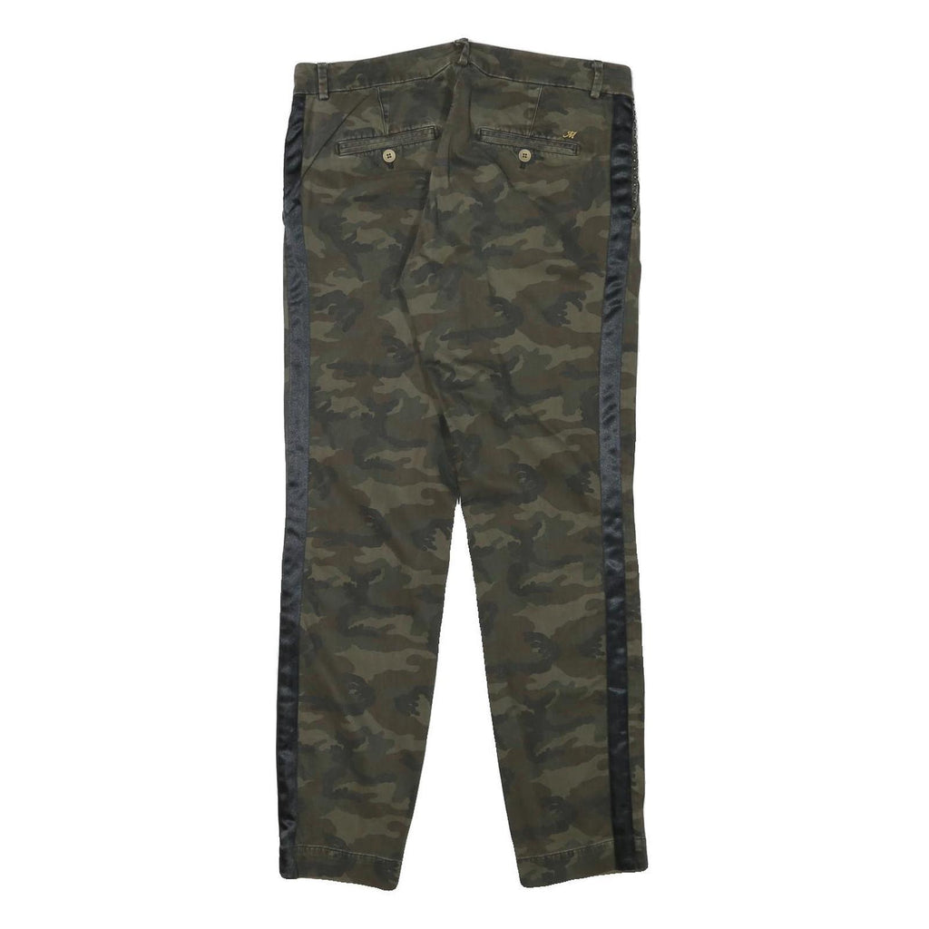 MASONS Womens Cotton Blend Green Slim Straight Trousers W31 L30 Studded Sides