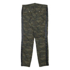 MASONS Womens Cotton Blend Green Slim Straight Trousers W31 L30 Studded Sides