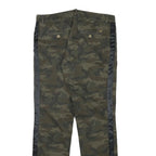 MASONS Womens Cotton Blend Green Slim Straight Trousers W31 L30 Studded Sides