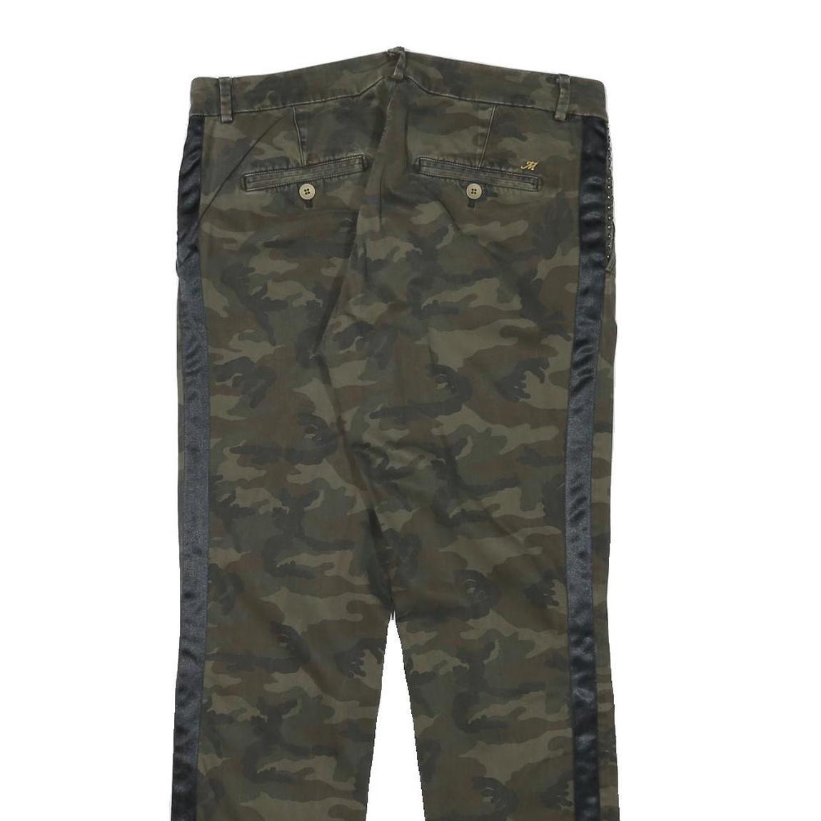 MASONS Womens Cotton Blend Green Slim Straight Trousers W31 L30 Studded Sides