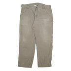 CARHARTT Mens Cotton Blend Beige Relaxed Straight Leg Trousers W38 L30 Workwear