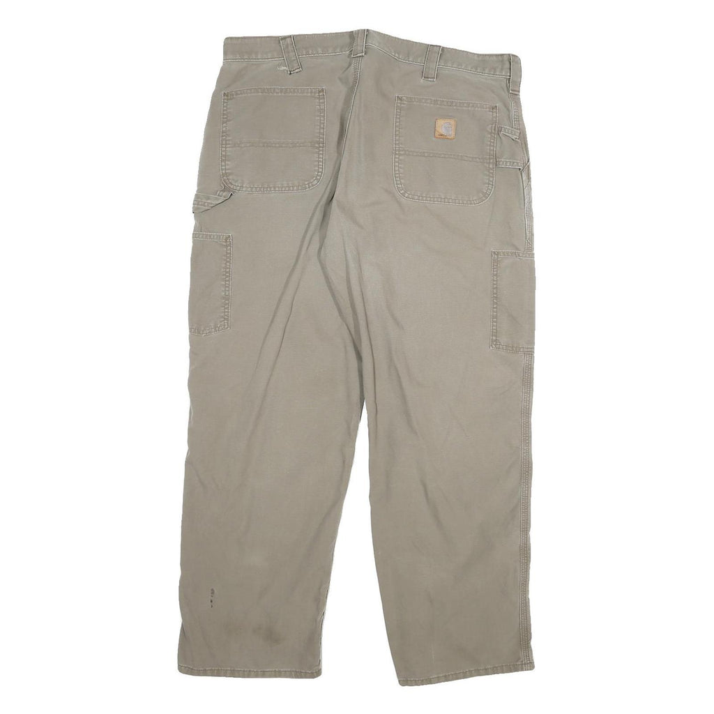 CARHARTT Mens Cotton Blend Beige Relaxed Straight Leg Trousers W38 L30 Workwear