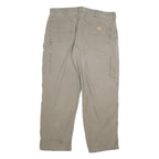CARHARTT Mens Cotton Blend Beige Relaxed Straight Leg Trousers W38 L30 Workwear