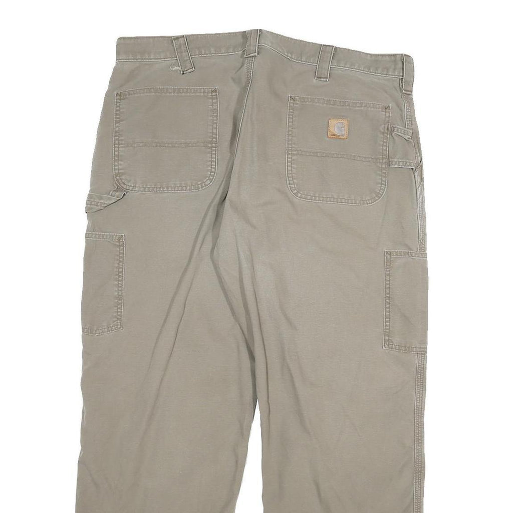 CARHARTT Mens Cotton Blend Beige Relaxed Straight Leg Trousers W38 L30 Workwear