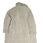 Womens Beige Leather Button Jacket XL Woven Plain Warm Long Sleeve Winter