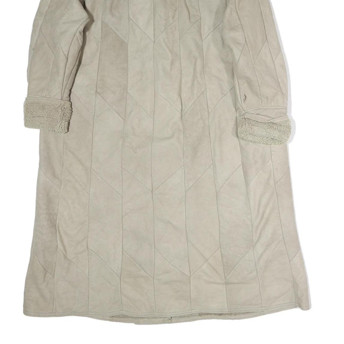 Womens Beige Leather Button Jacket XL Woven Plain Warm Long Sleeve Winter