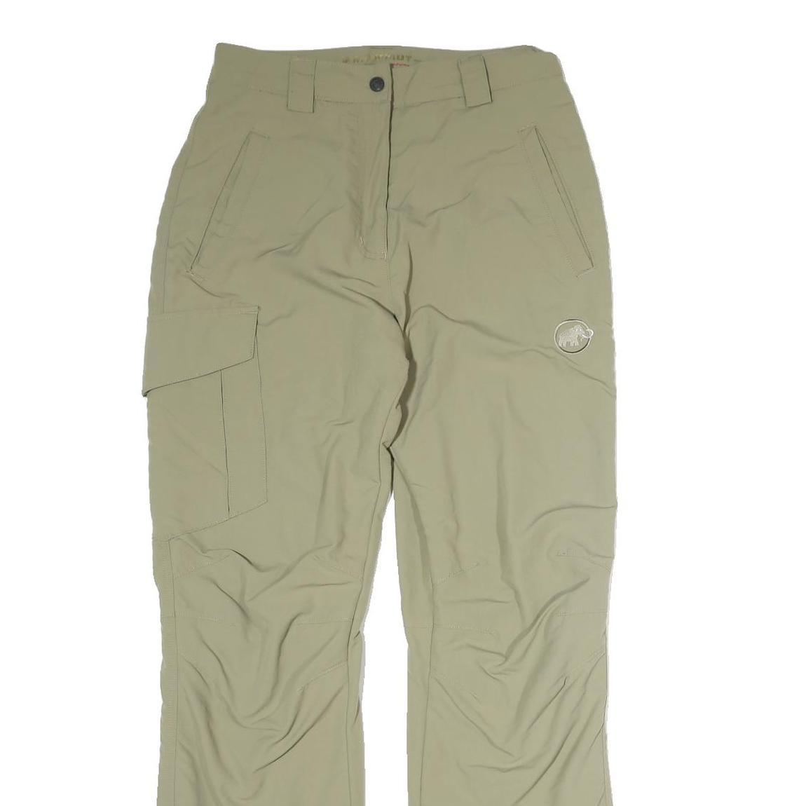 MAMMUT Womens Cotton Blend Beige Regular Straight Trousers W28 L29 Outdoor Zip