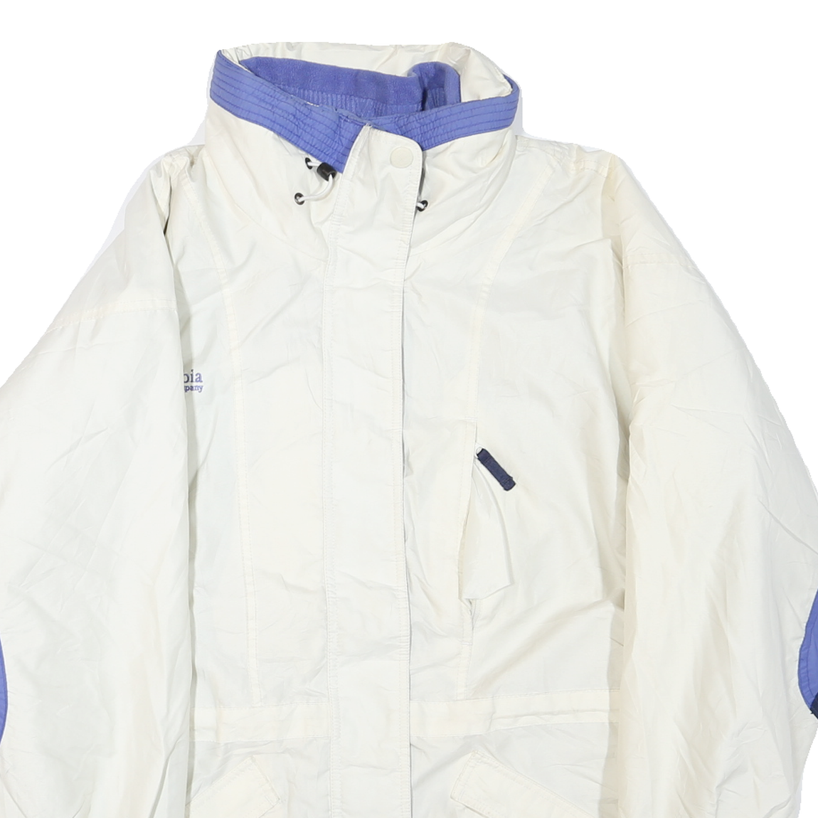 COLUMBIA Womens White & Blue Longs Peak Zip Jacket L Polyester Blend Outdoor