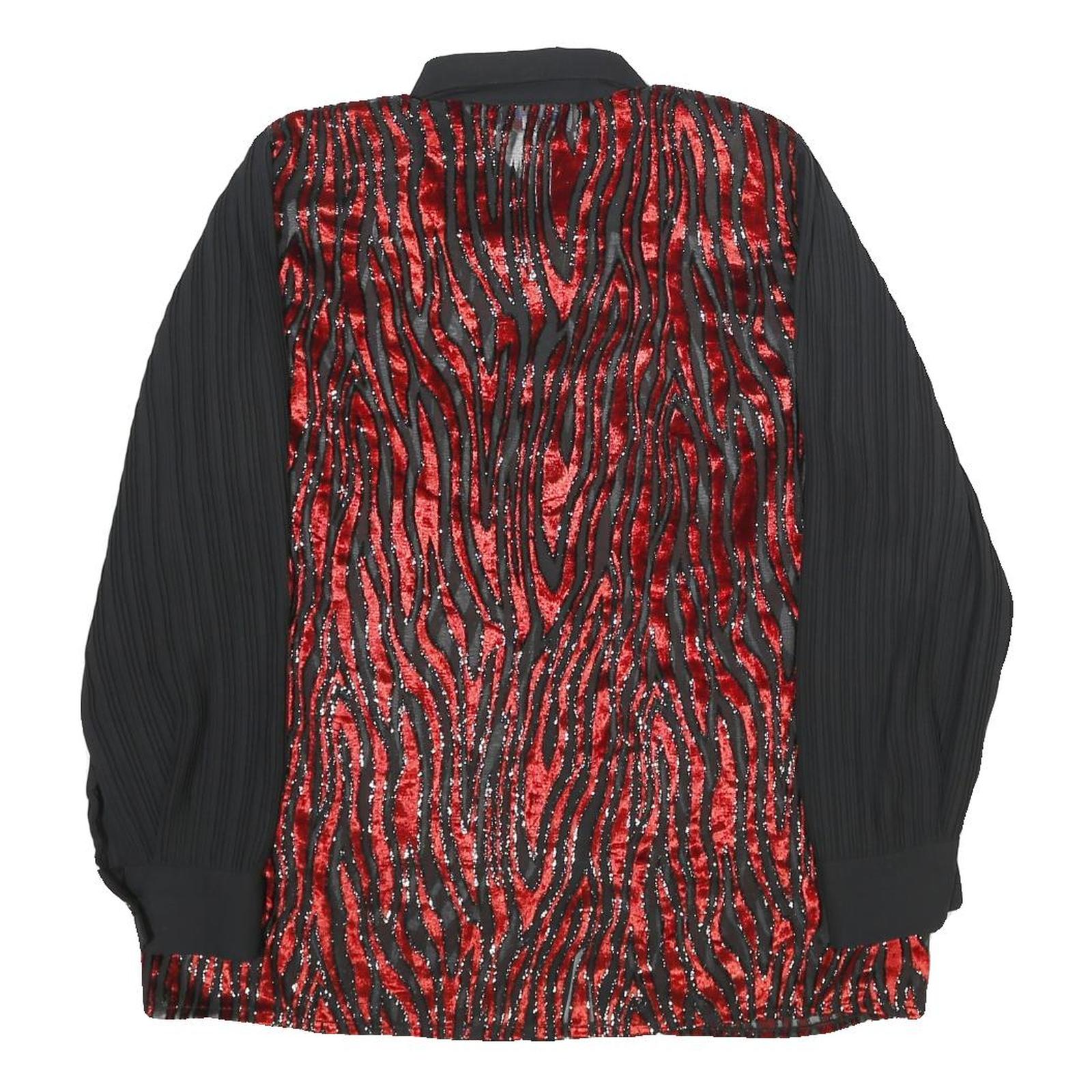 LES POISSONS Womens Red & Black Printed Shirt S Long Sleeve Button Polyester