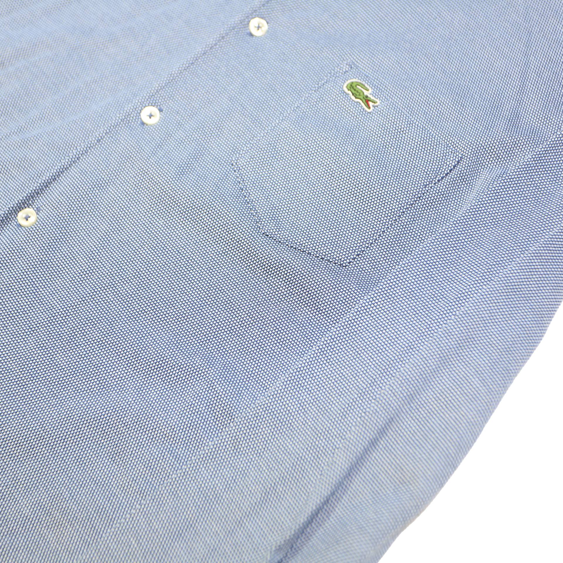 LACOSTE Mens Blue Cotton Blend Shirt M Long Sleeve Casual Classic