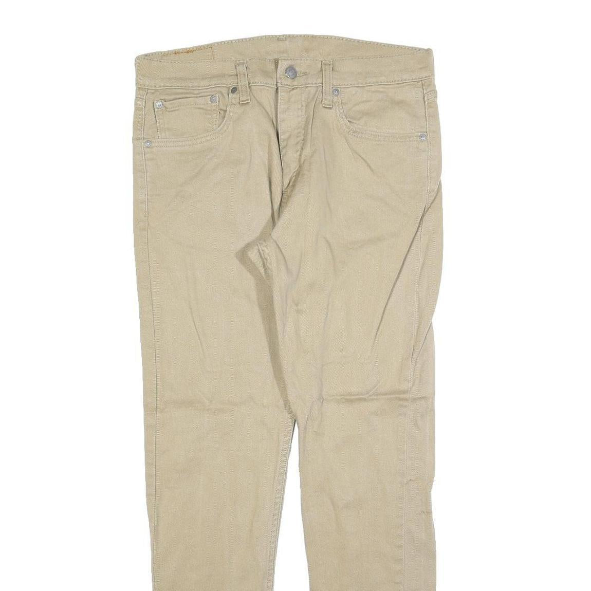 LEVI'S 512 Tapered Mens Jeans Beige Slim Tapered Denim W33 L27 Frayed Hem