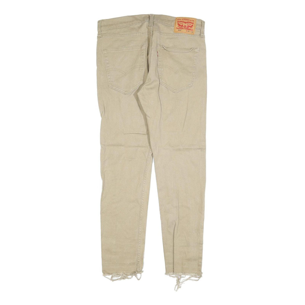 LEVI'S 512 Tapered Mens Jeans Beige Slim Tapered Denim W33 L27 Frayed Hem