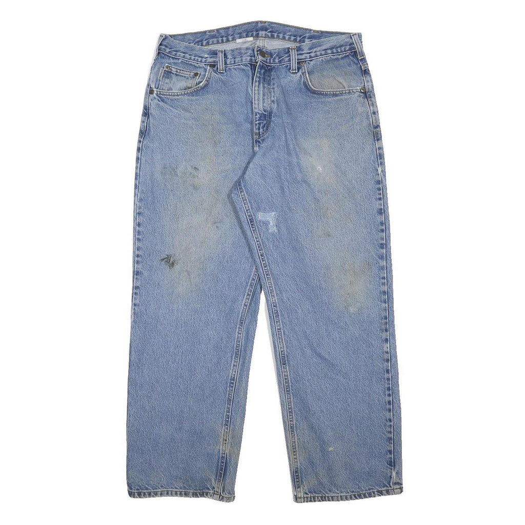 CARHARTT Mens Jeans Blue Loose Straight Denim W36 L30 Workwear Casual Zip