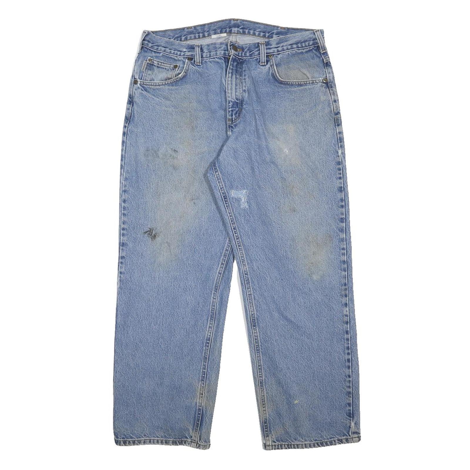CARHARTT Mens Jeans Blue Loose Straight Denim W36 L30 Workwear Casual Zip