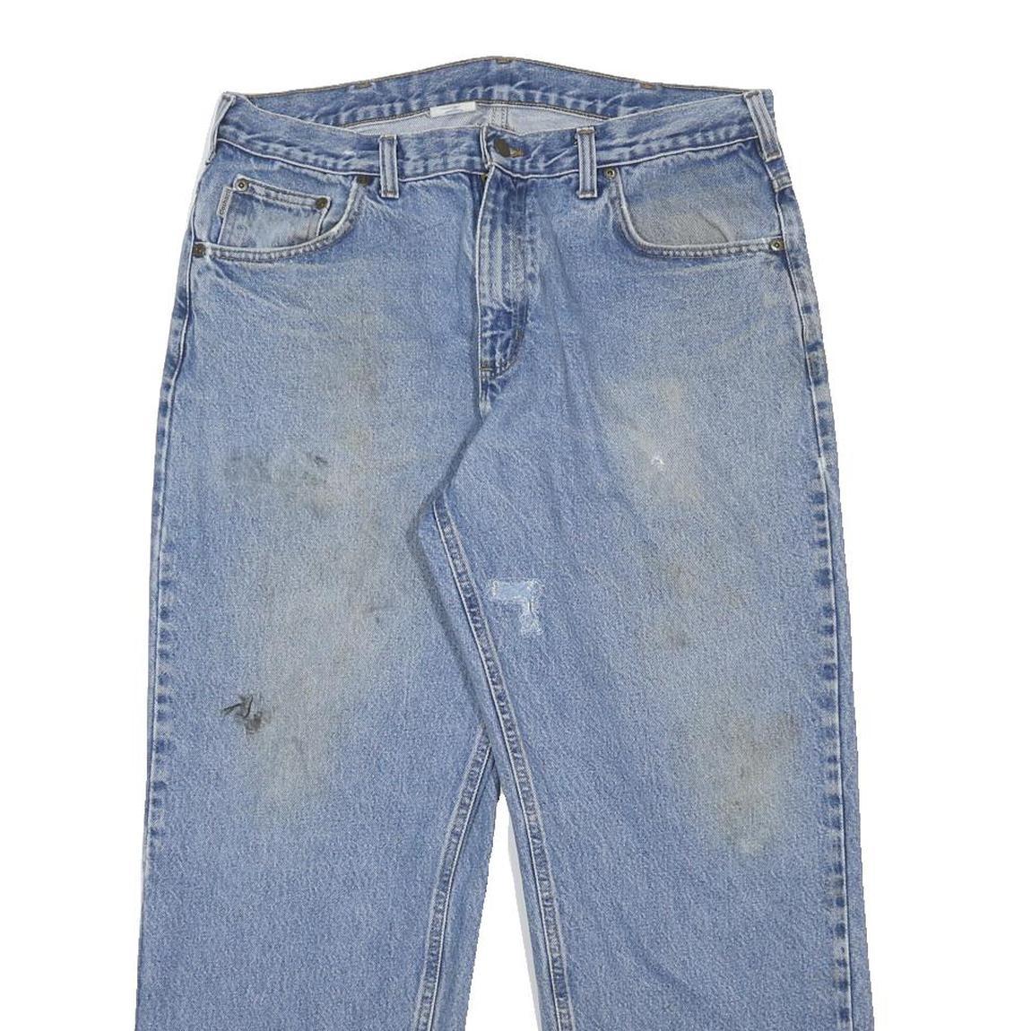 CARHARTT Mens Jeans Blue Loose Straight Denim W36 L30 Workwear Casual Zip
