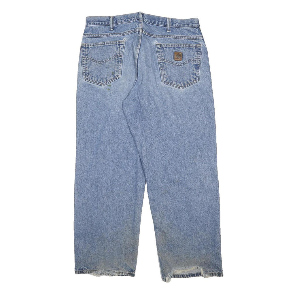 CARHARTT Mens Jeans Blue Loose Straight Denim W36 L30 Workwear Casual Zip