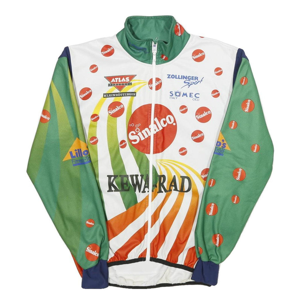 ZOLLINGER SPORT Mens White Green Orange Cycle Jacket S Polyester Blend Cycling