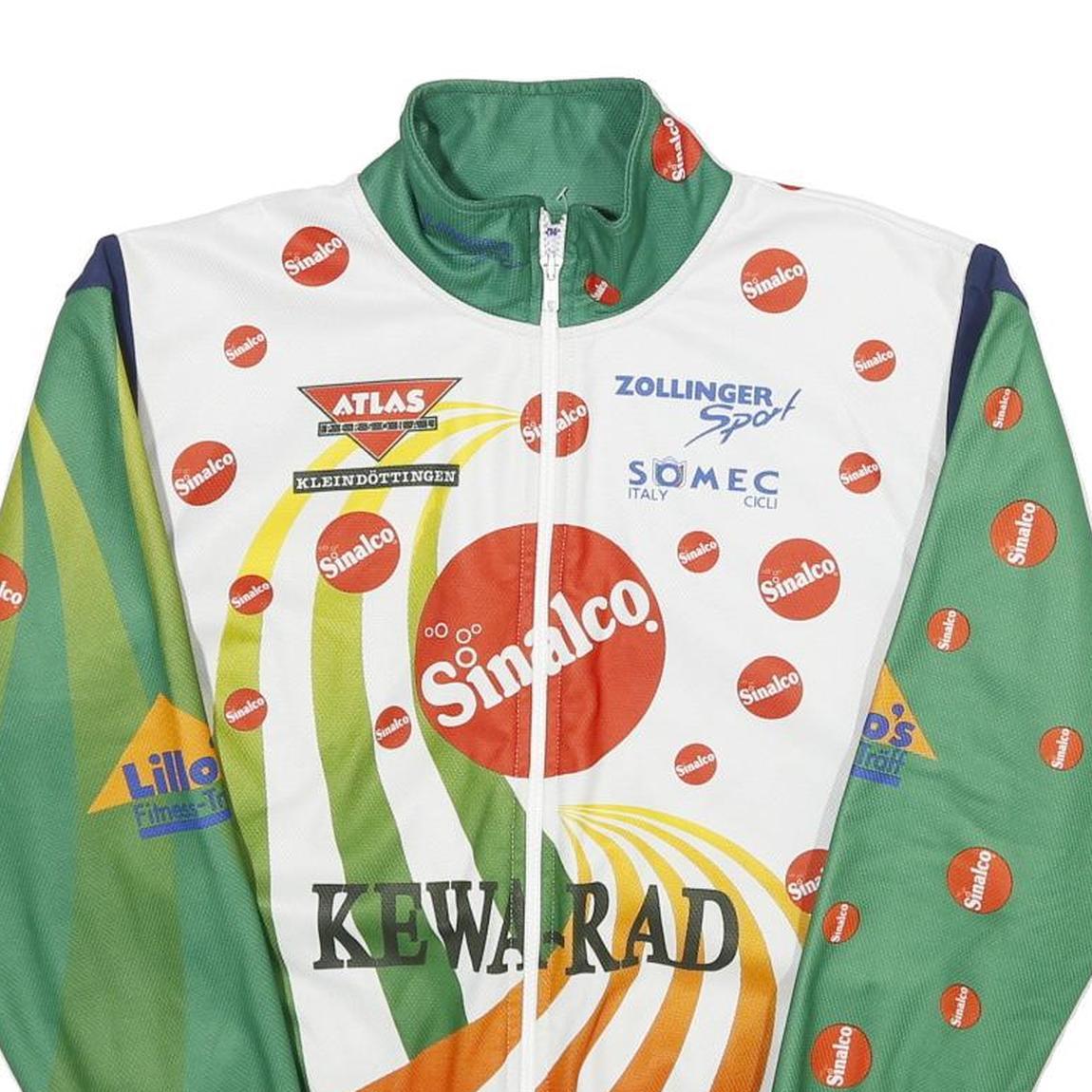 ZOLLINGER SPORT Mens White Green Orange Cycle Jacket S Polyester Blend Cycling