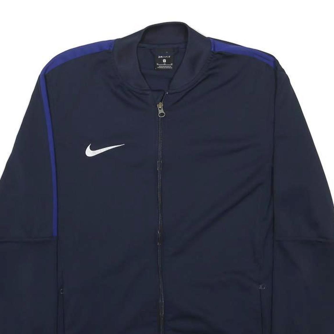 NIKE Mens Navy Blue Track Jacket M Polyester Sportswear Zip Closure Athletic
