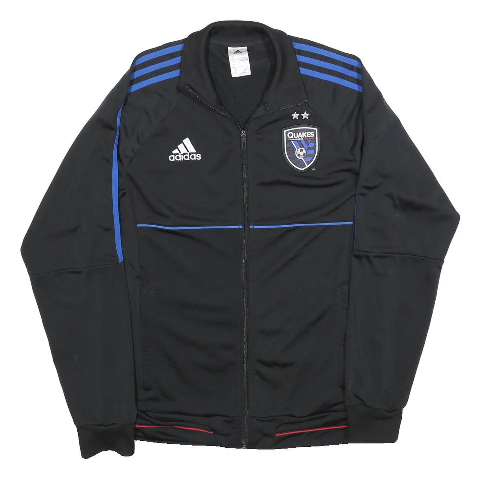 ADIDAS Mens Black Blue Quakes Jacket M Polyester Track Zip Sportswear