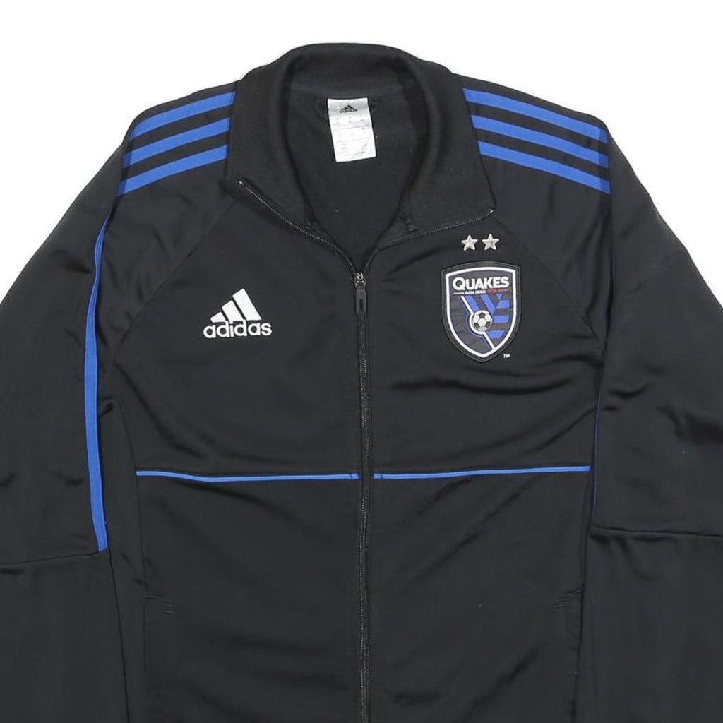 ADIDAS Mens Black Blue Quakes Jacket M Polyester Track Zip Sportswear