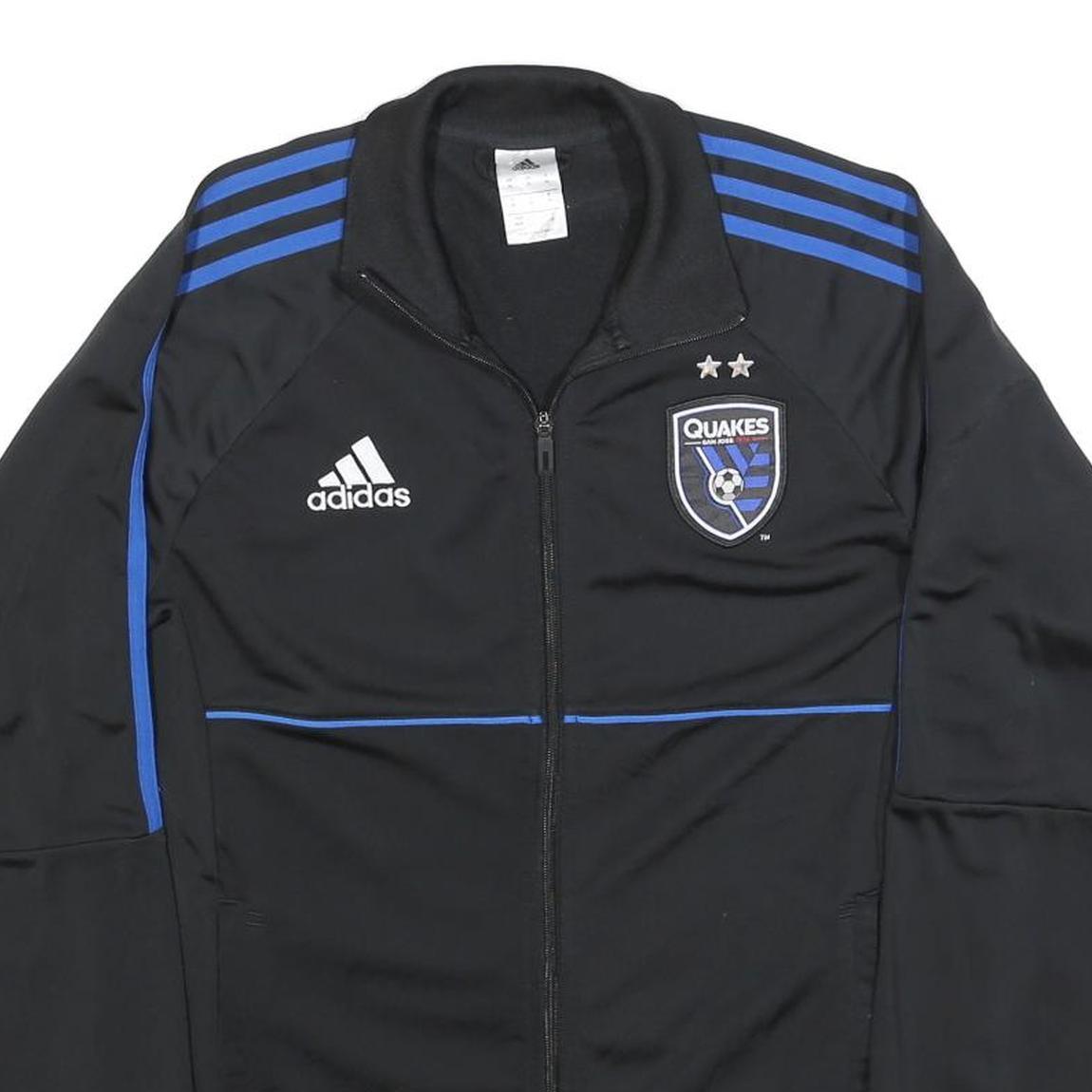 ADIDAS Mens Black Blue Quakes Jacket M Polyester Track Zip Sportswear