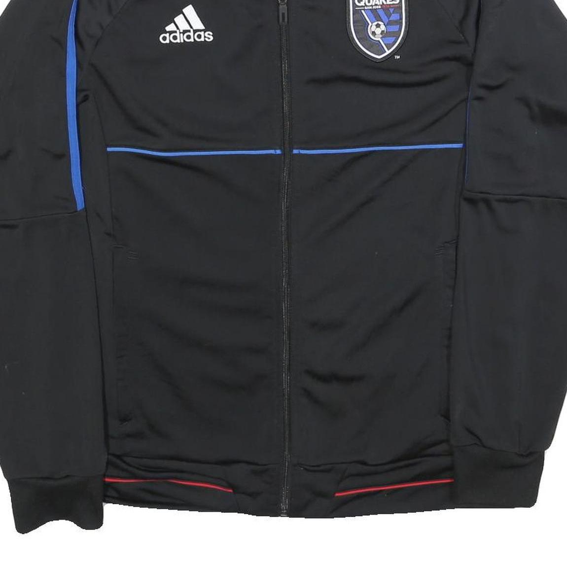 ADIDAS Mens Black Blue Quakes Jacket M Polyester Track Zip Sportswear