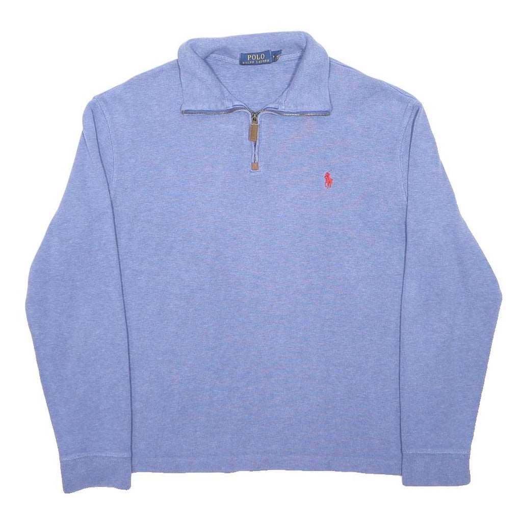 POLO RALPH LAUREN Mens Blue 1/4 Zip M Cotton Sweatshirt Classic Logo