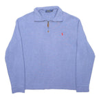 POLO RALPH LAUREN Mens Blue 1/4 Zip M Cotton Sweatshirt Classic Logo