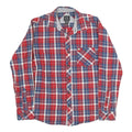 ARMANI EXCHANGE Mens Red Blue White Check Shirt L Casual Cotton Long Sleeve